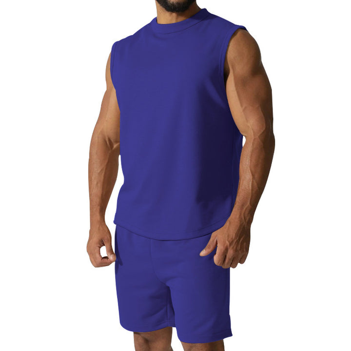 Herren Sportliches ärmelloses Trainingsset mit bequemen Shorts und atmungsaktivem Material Echoarchiv
