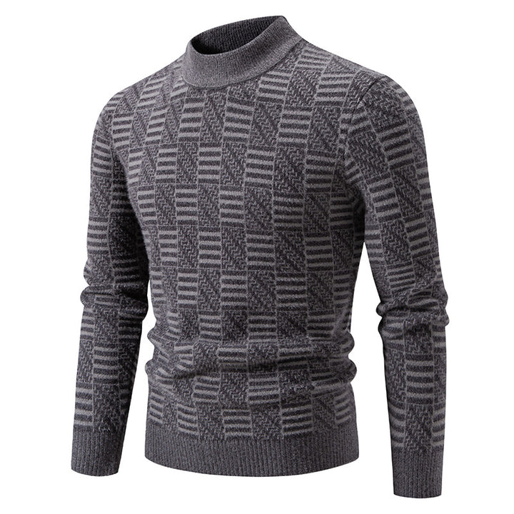 Herren Strickpullover mit strukturiertem Design und hohem Kragen Echoarchiv