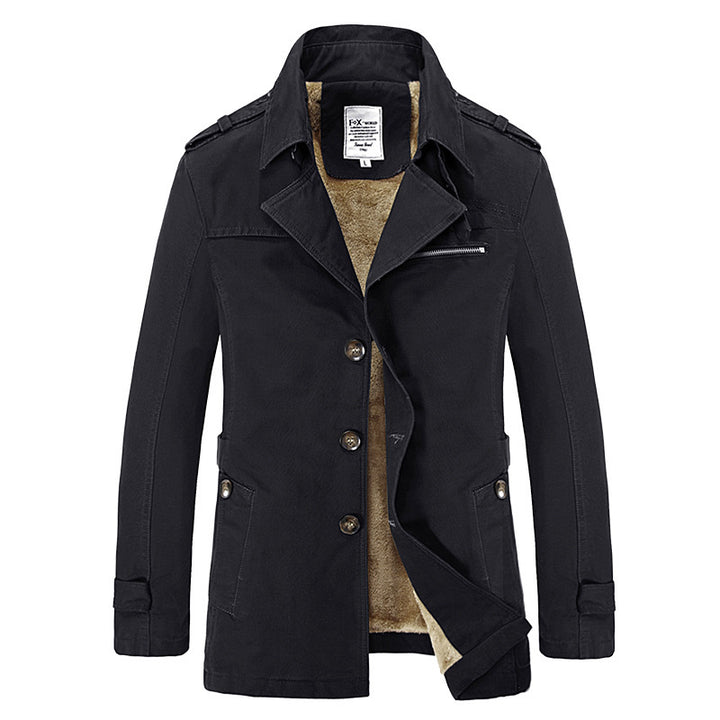Herren Kurzer Fieldcoat mit Sherpa-Innenfutter, Epauletten und Reißverschluss-Brusttasche – Taviero