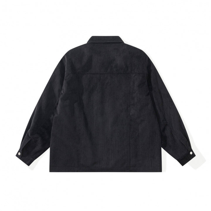Unisex Kastenförmige Overshirt‑Jacke aus feiner Cordstruktur mit Brusttaschen und verdecktem Reißverschluss Echo Archiv
