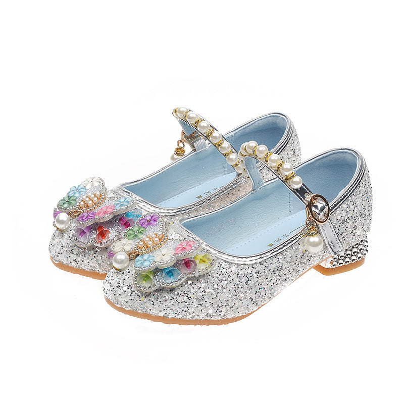 Mädchen Glitzernde Ballerinas mit Blumenapplikationen Echo Archiv