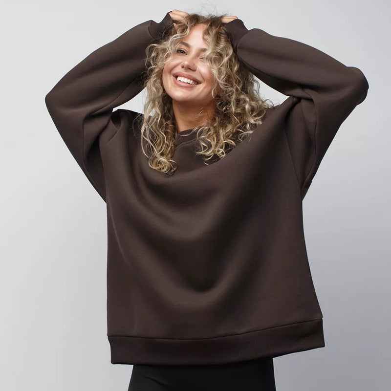 Damen Oversized Sweatshirt mit Rundhals, überschnittenen Schultern und gerippten Bündchen – Avérine