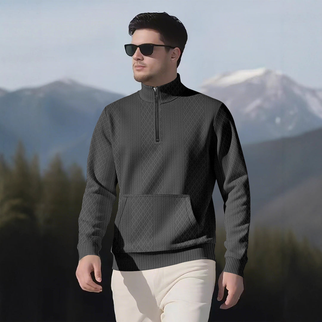 Herren Sweatpullover mit Stehkragen und praktischen Taschen Echoarchiv