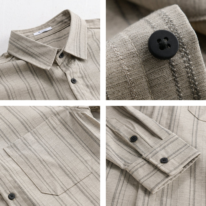 Herren Relaxed-Stripe Hemdjacke aus feinem Baumwoll-Twill mit aufgesetzter Brusttasche Echoarchiv