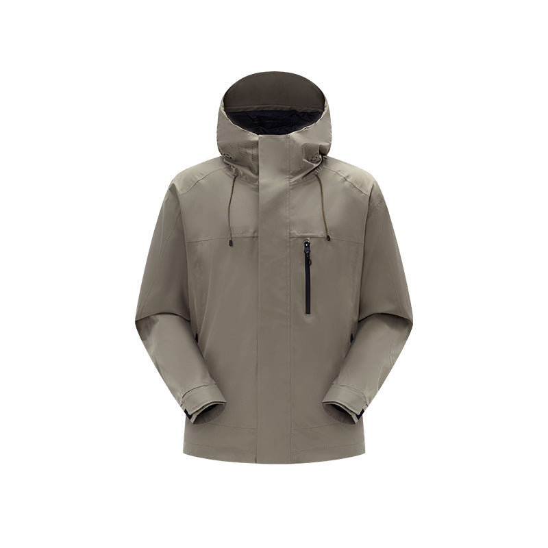 Herren Technische Regen- und Softshell-Jacke mit verstellbarer Kapuze und Brustreißverschluss Echo Archiv