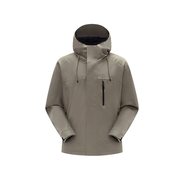 Herren Technische Regen- und Softshell-Jacke mit verstellbarer Kapuze und Brustreißverschluss Echo Archiv