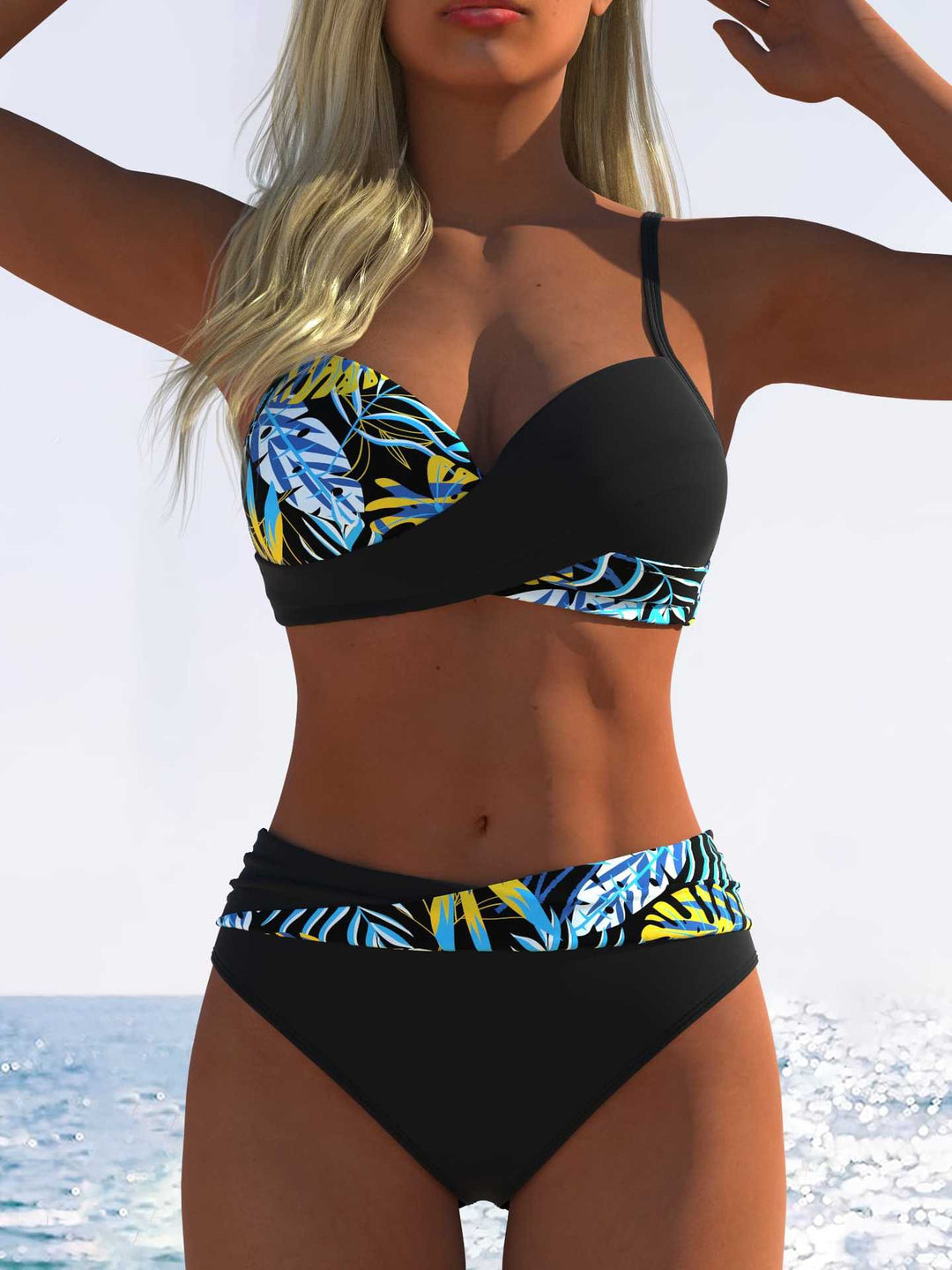 Damen Bikini-Set mit floralem Wickelmuster und bequemen High-Waist-Höschen Echo Archiv