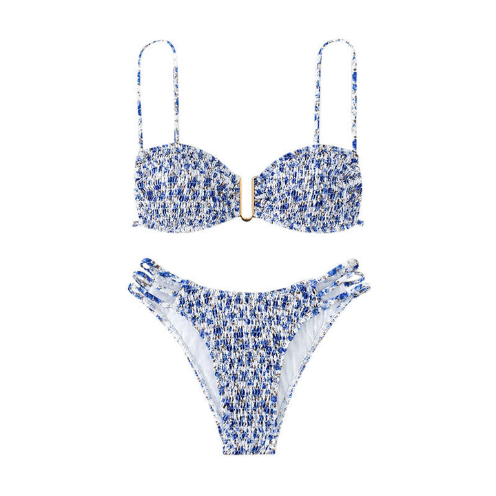 Damen Bandeau-Bikini mit raffiniertem Rüschendesign und modischen Schnürdetails Echo Archiv