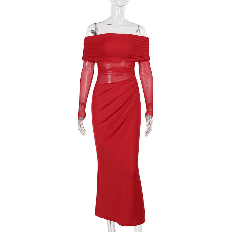 Damen Off-Shoulder Wickelkleid mit Rüschendetails Echo Archiv