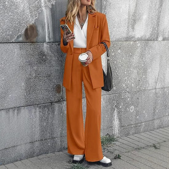 Damen nan Longblazer-Set mit kastiger Oversize-Silhouette, strukturierter Schulterpartie und hochtaillierter Palazzo-Hose Echo Archiv