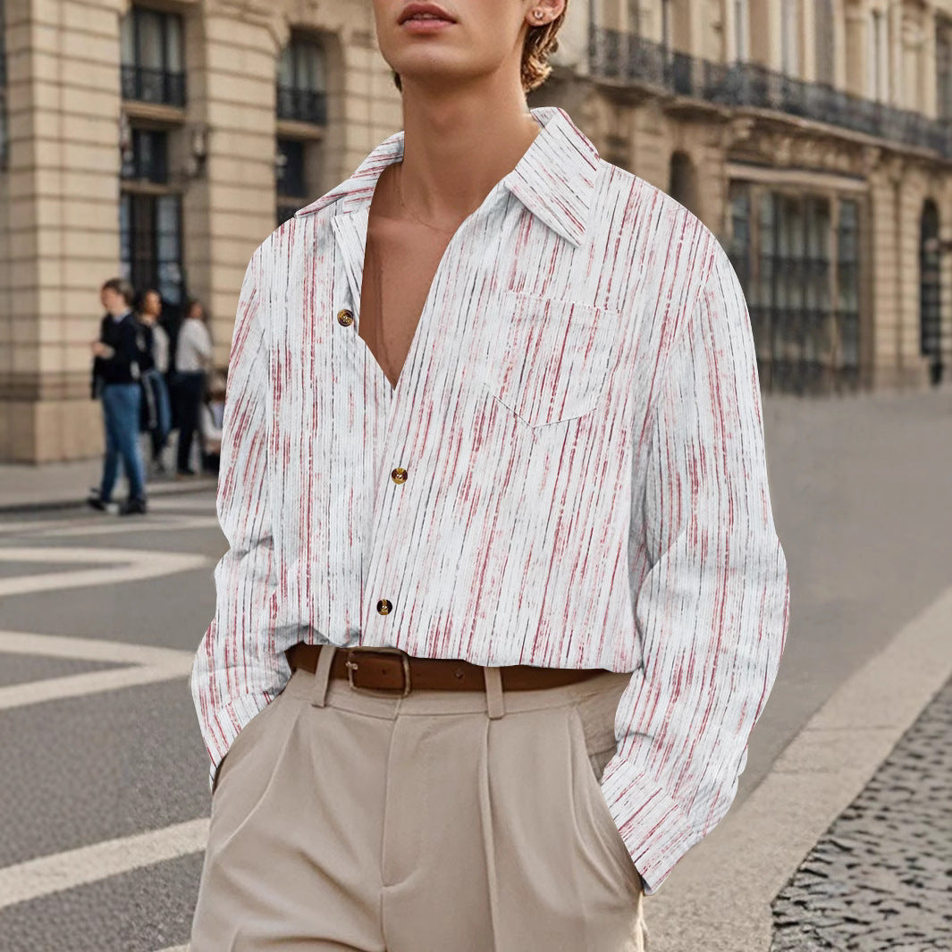 Herren modisches Langarmhemd mit strukturiertem Muster und eleganten Details Echoarchiv