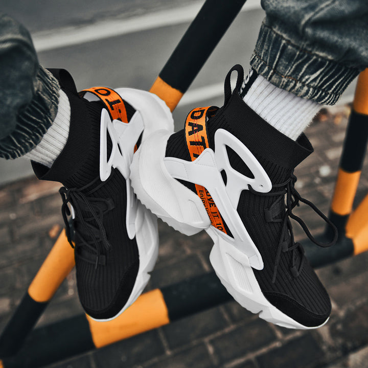 Herren Futuristische High-Top Strick-Sneaker mit Exoskelett-Fersenstütze Echoarchiv