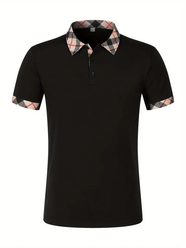 Herren Poloshirt mit kontrastierendem Kragen und modischen Muster Echoarchiv