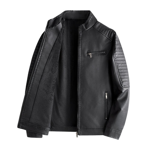 Herren Modische Lederjacke mit Steppnähten Echo Archiv