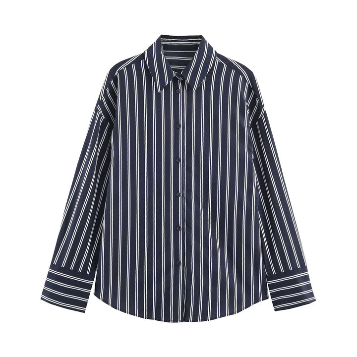 Damen Oversize-Streifenbluse mit Hemdkragen und Manschetten Echo Archiv