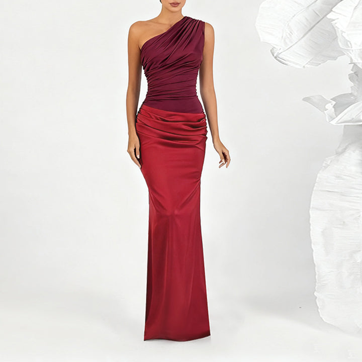 Damen elegantes Maxikleid mit asymmetrischem Oberteil und fließendem Saum Echo Archiv