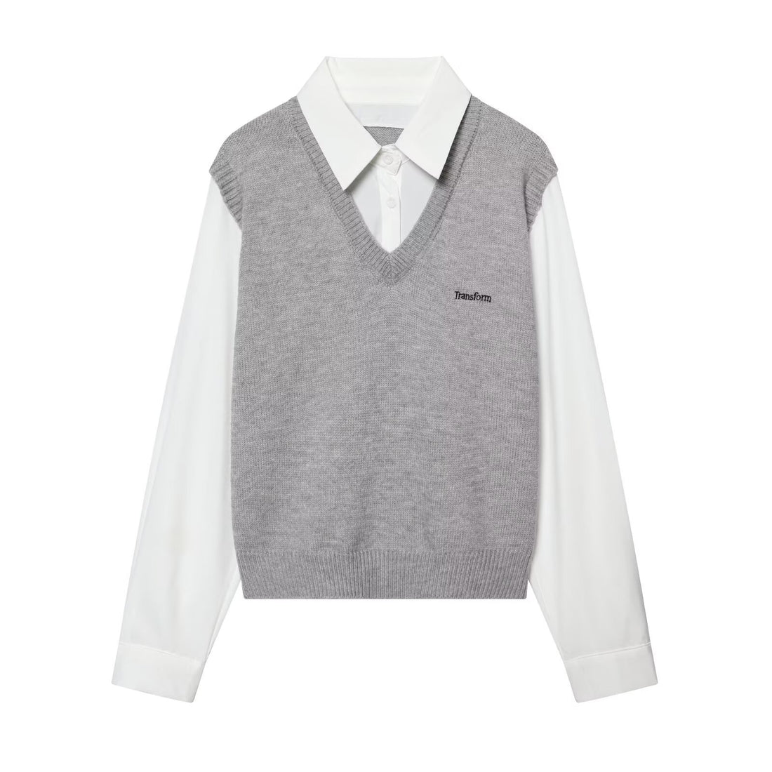 Damen Lagenlook-Hemd mit V-Ausschnitt Strickweste Echo Archiv