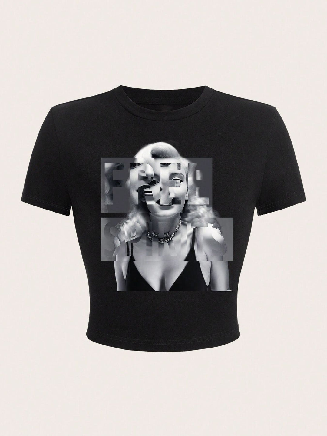 Damen Crop-T-Shirt mit inspirierendem Aufdruck und figurbetontem Schnitt Echo Archiv