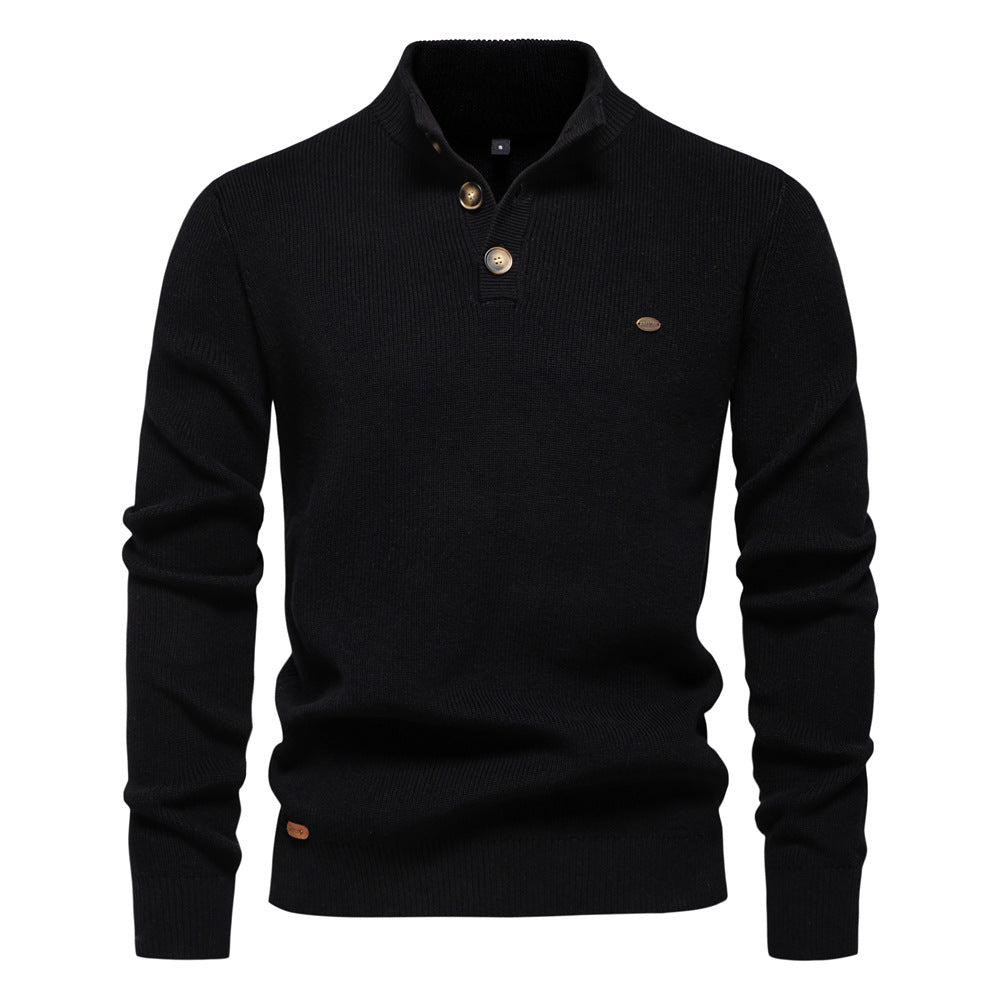 Herren Pullover mit Knopfleiste und strukturiertem Muster Echoarchiv