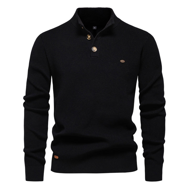 Herren Pullover mit Knopfleiste und strukturiertem Muster Echoarchiv