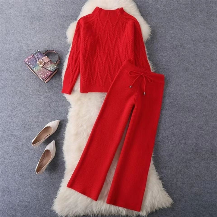 Damen Elegantes Strickoberteil und Hosen-Set Echo Archiv