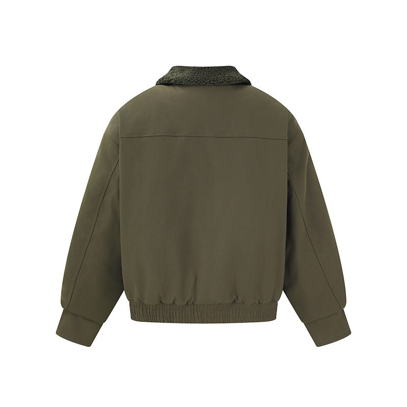 Damen Kurz geschnittener Boxy‑Blouson mit Teddykragen und Schulterlaschen Echoarchiv