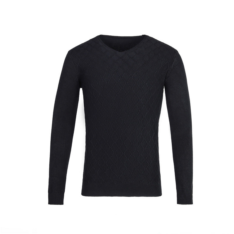 Herren V-Ausschnitt Pullover mit Strukturmuster Echoarchiv