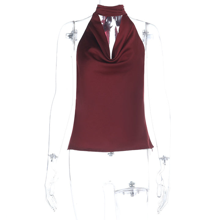 Damen elegantes Haltertop mit tiefem V-Ausschnitt und figurbetontem Schnitt Echo Archiv