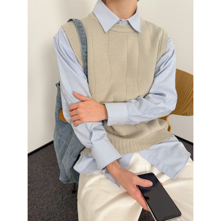 Unisex Stilvoller Strickpullover Ohne Ärmel Echo Archive
