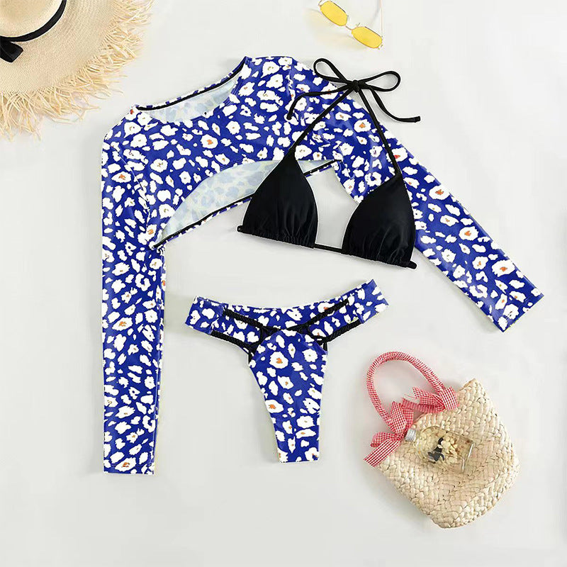 Damen Bikini-Set mit langärmligem Oberteil und modernem Animal-Print Echo Archiv