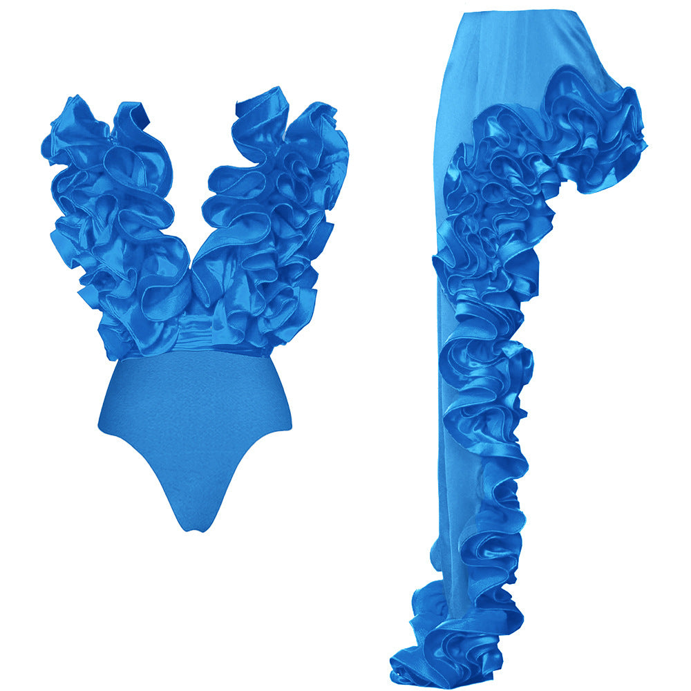 Damen auffälliges Badeanzug und Palazzo-Hose Set Echo Archiv