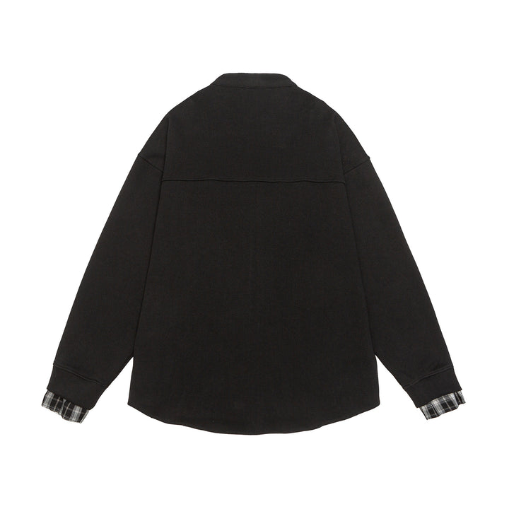 Unisex Oversize-Sweatjacke im Hemdjacken-Look mit Stehkragen Echoarchiv