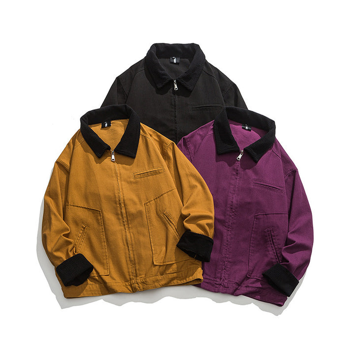 Unisex Boxy-Workwear-Jacke aus Canvas mit Cordkragen, Reißverschluss und aufgesetzten Pattentaschen Echo Archiv