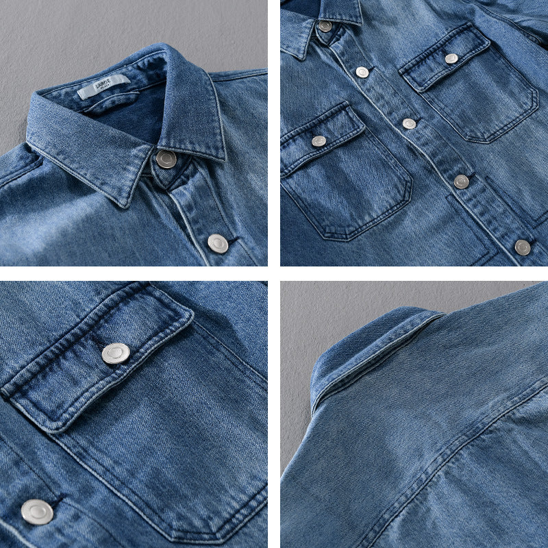 Herren Denim-Utility-Hemdjacke mit Brusttaschen und legerer Passform Echoarchiv