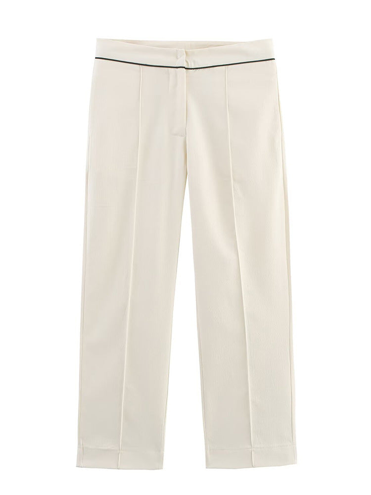 Damen Cropped-Hose mit Bügelfalte, geradem Bein und feiner Taillenpaspel Echoarchiv