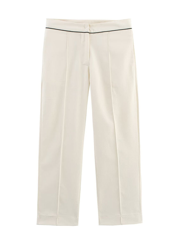 Damen Cropped-Hose mit Bügelfalte, geradem Bein und feiner Taillenpaspel Echoarchiv