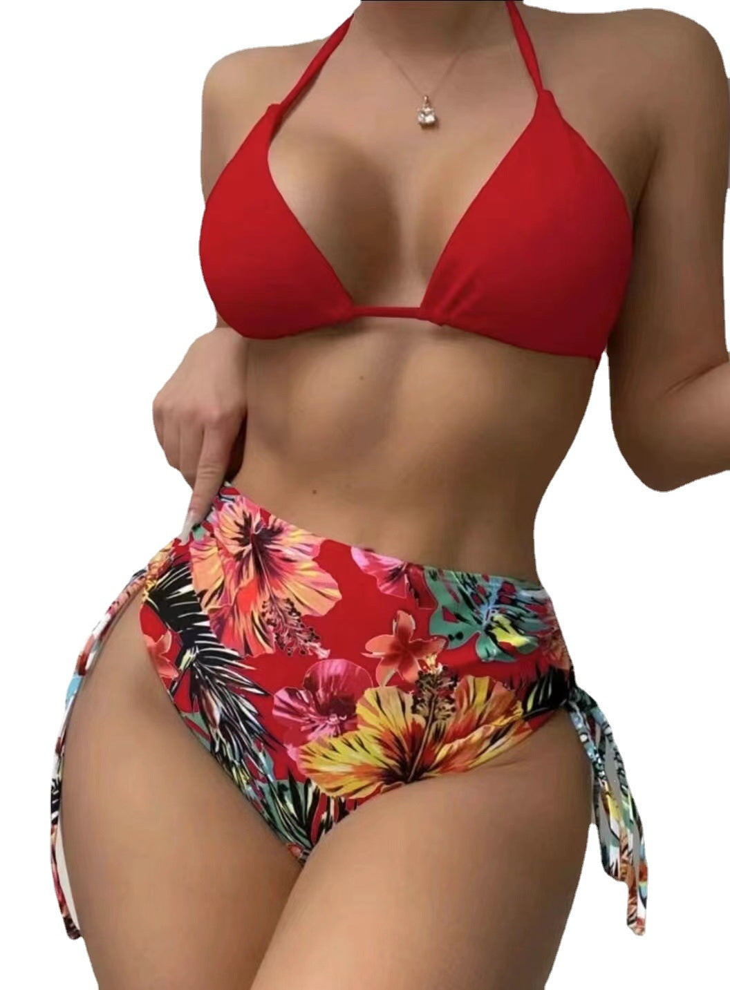 Damen Bunter Bikini mit selbstbewusster Hochbund-Hose und transparenter Strandsch cover Echo Archiv