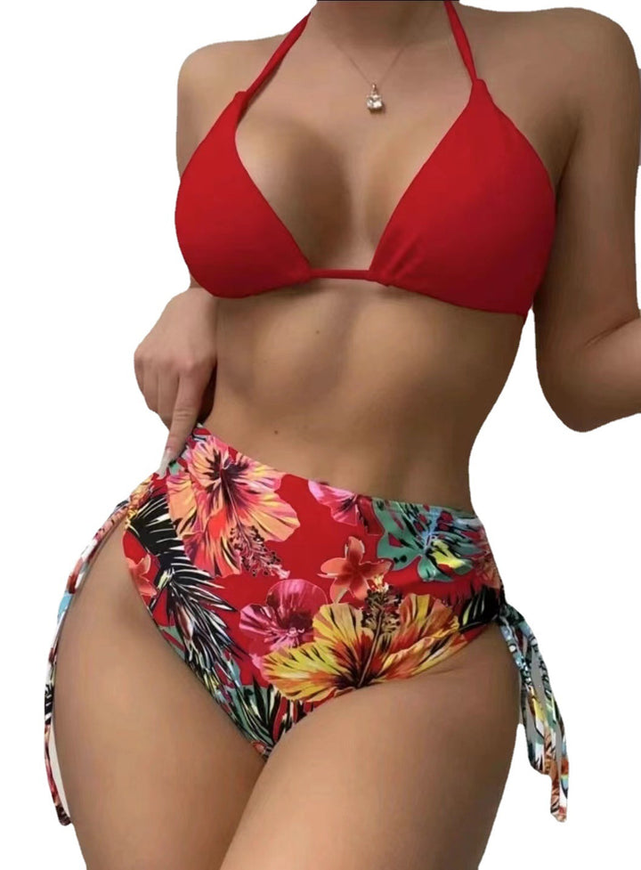 Damen Bunter Bikini mit selbstbewusster Hochbund-Hose und transparenter Strandsch cover Echo Archiv