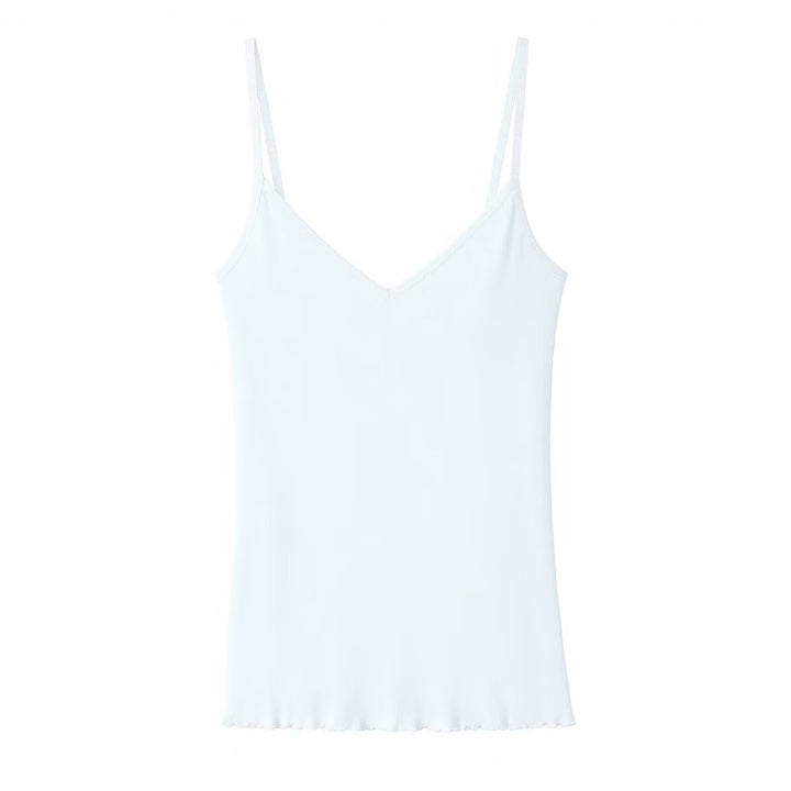 Damen Spaghettiträgeroberteil mit elegantem V-Ausschnitt und softer Textur Echo Archiv