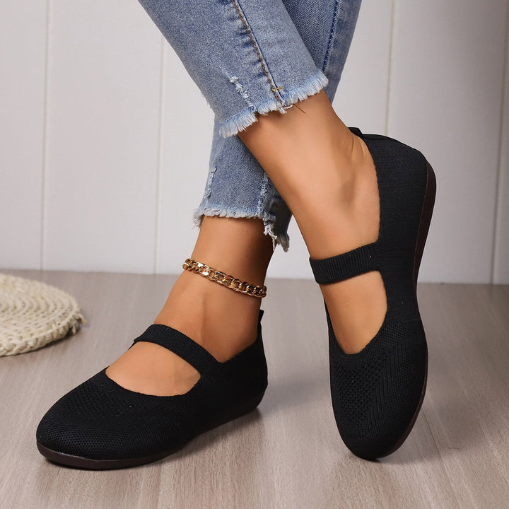 Damen Komfortable Ballerinas mit Elastischem Riemendesign und Atmungsaktivem Obermaterial Echoarchiv