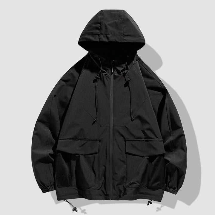 Herren Oversize Utility-Softshelljacke mit Kapuze, aufgesetzten Taschen & verstellbarem Saum Echo Archiv