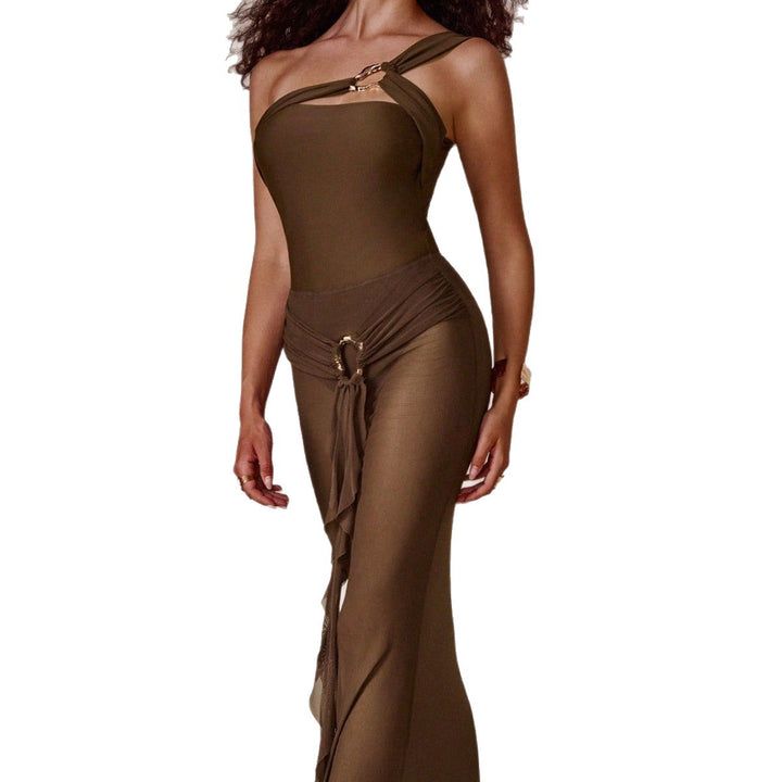 Damen Elegantes One-Shoulder Maxikleid Echo Archiv