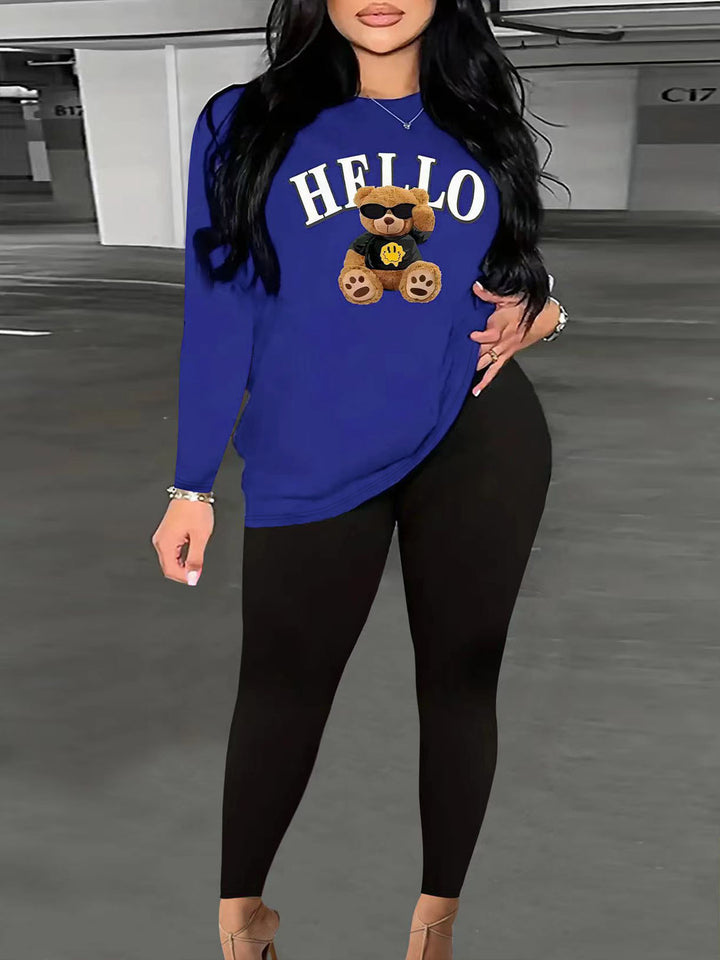 Damen Zweiteiler Lounge-Set mit Herz-Print Sweatshirt und High-Waist Leggings – Élanora