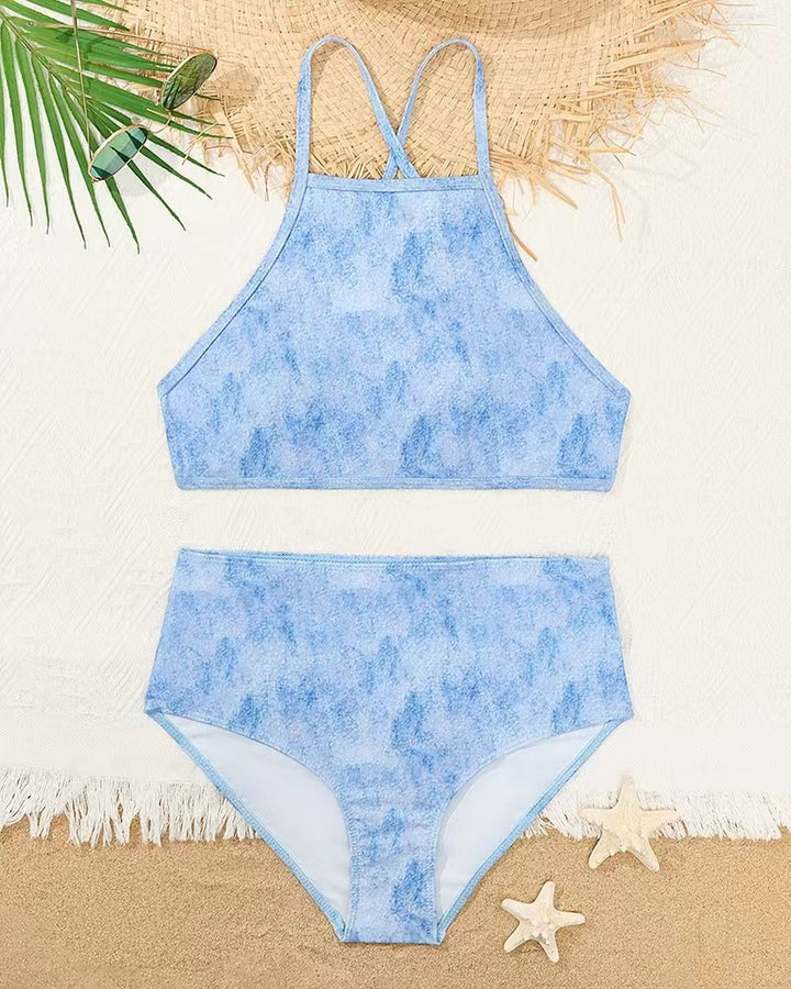Damen Hochgeschlossener Bikini mit kreativer Tierfleckenmusterung Echo Archiv