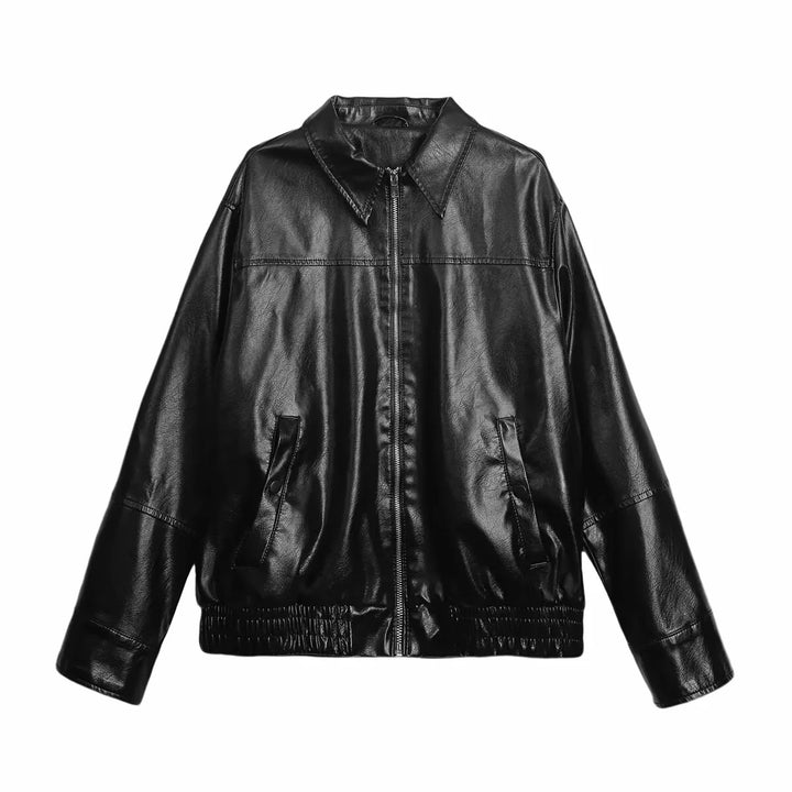 Damen nan oversize Glattlederoptik Blouson mit Hemdkragen, durchgehendem Reißverschluss und elastischem Bund Echo Archiv