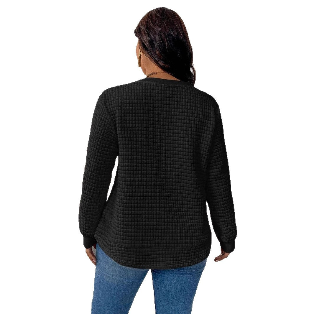 Damen nan Waffelstrick Longsleeve mit Rundhalsausschnitt, leicht A-Linien-Schnitt und gerippten Bündchen Echo Archiv