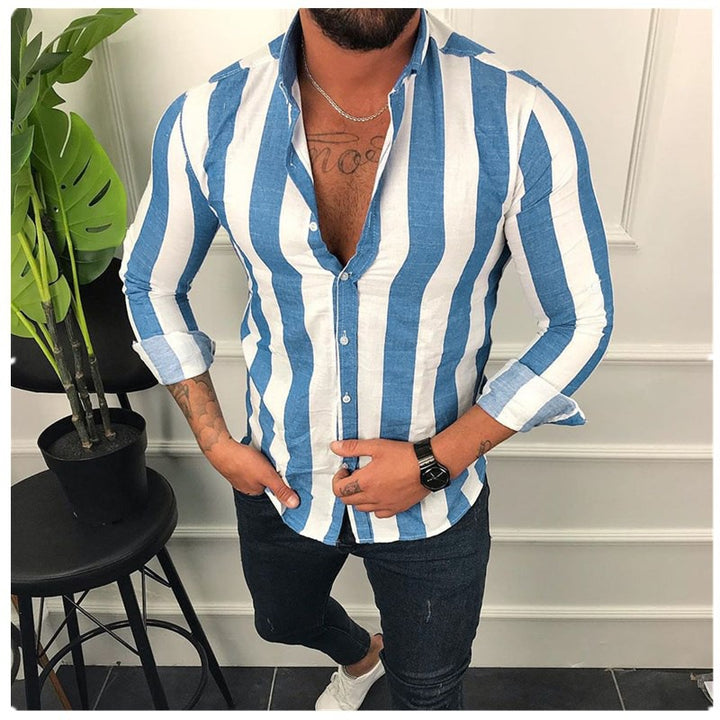 Herren Langarmhemd mit modernem Streifenmuster und stylishen Details Echoarchiv
