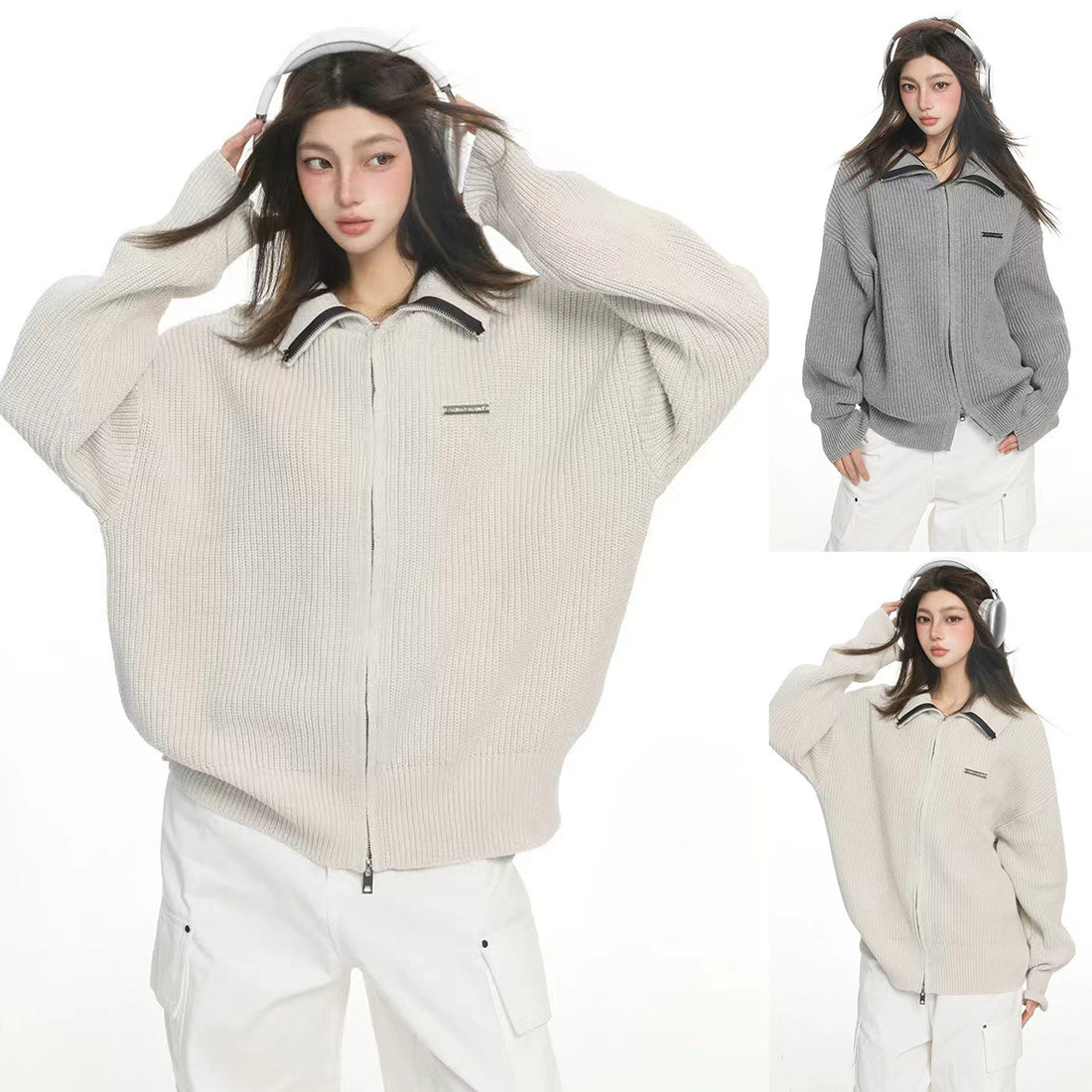Damen Modische Oversized Strickjacke Echoarchiv