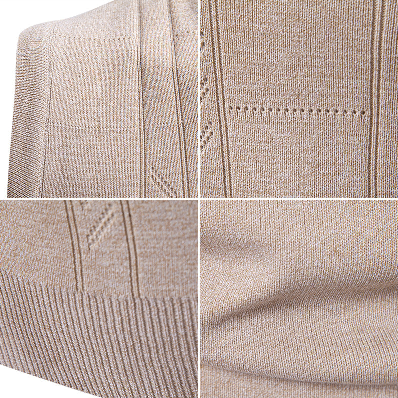 Herren ärmellose Strickjacke mit V-Ausschnitt und strukturiertem Design Echoarchiv