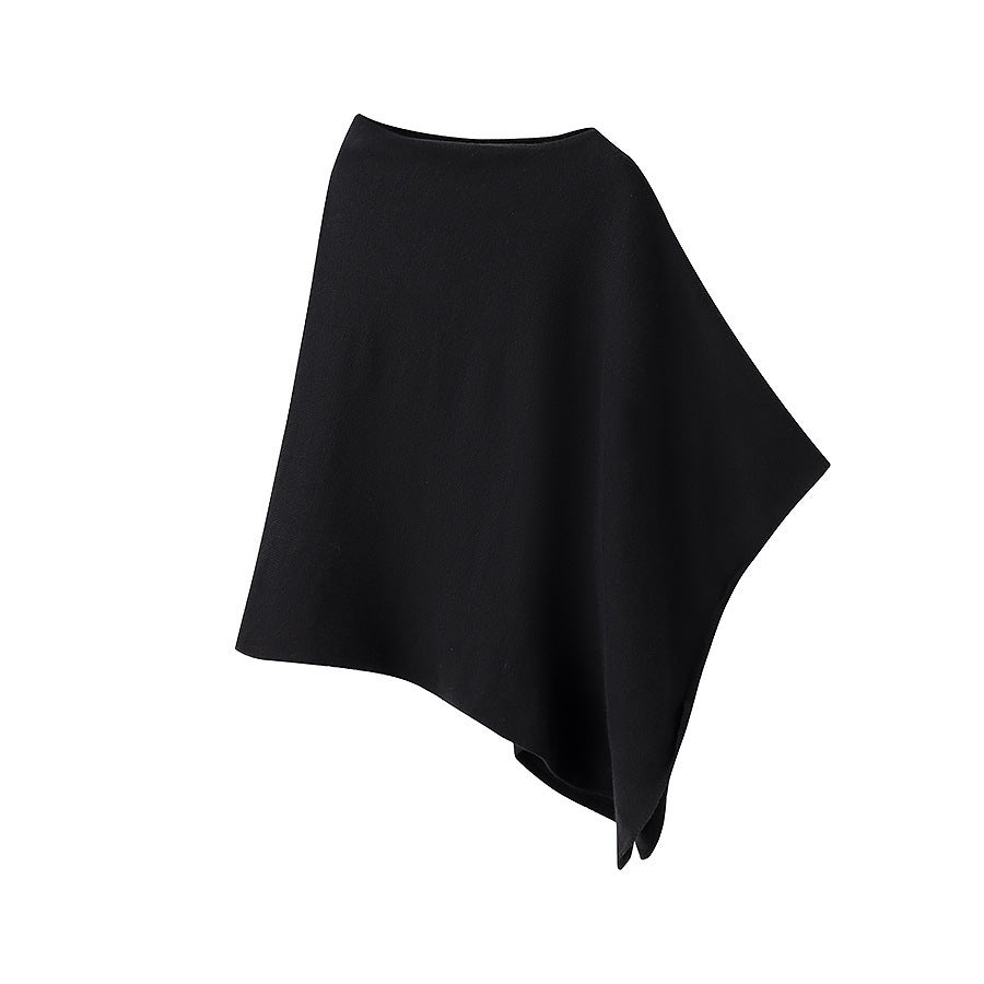 Damen Leichter Strickponcho mit asymmetrischem Saum und U-Boot-Ausschnitt Echo Archiv
